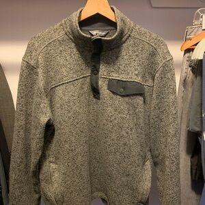 Eddie Bauer Men's Gray Fleece Button- Up Collared Sweater